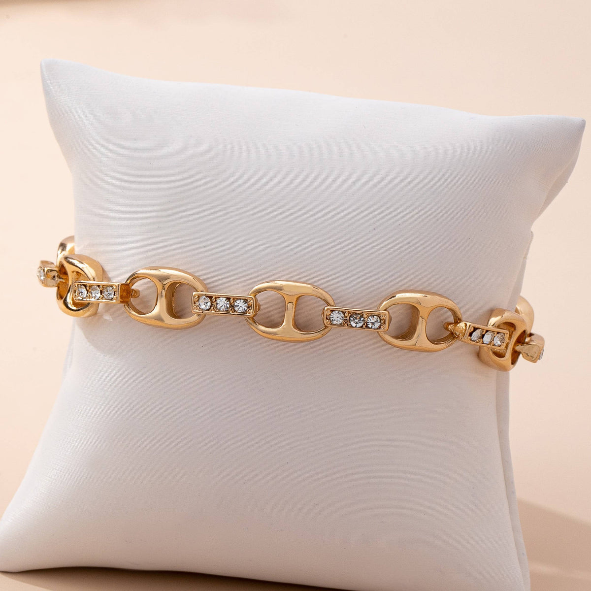 Sparkling Gold Link Chain Bracelet