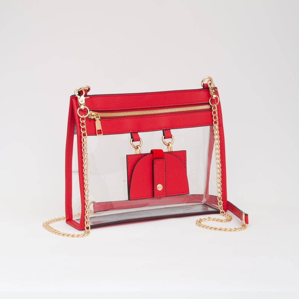 Clear Gameday Crossbody Bag With Sunglasses Holder: Black