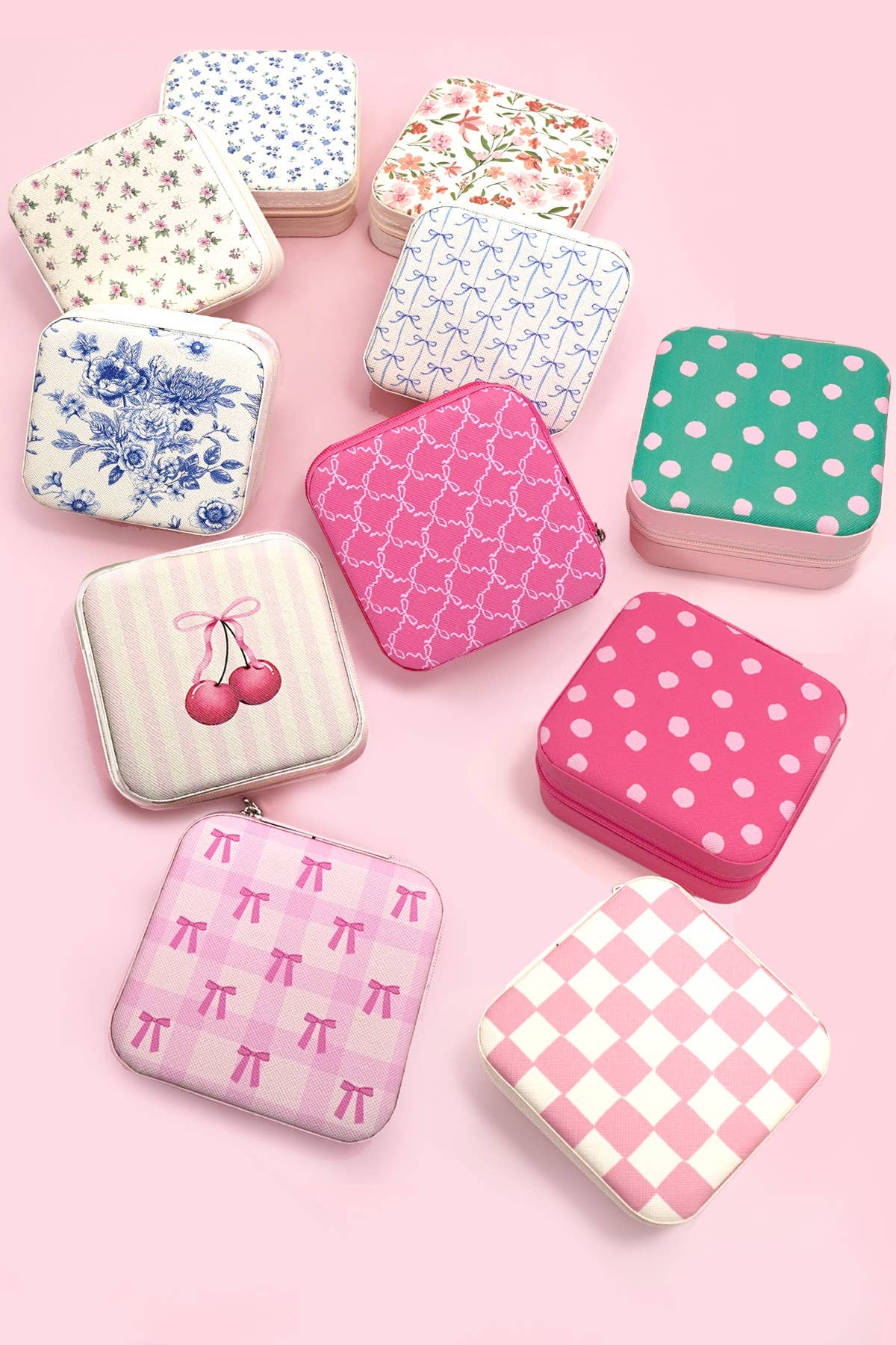 DESIGNED JEWELRY ORGANIZER TRAVEL BOX CASE |BOW FUCHSIA