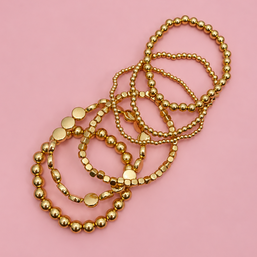 MULTI BALL CHAIN BEAD MIX STRETCHABLE BRACELET