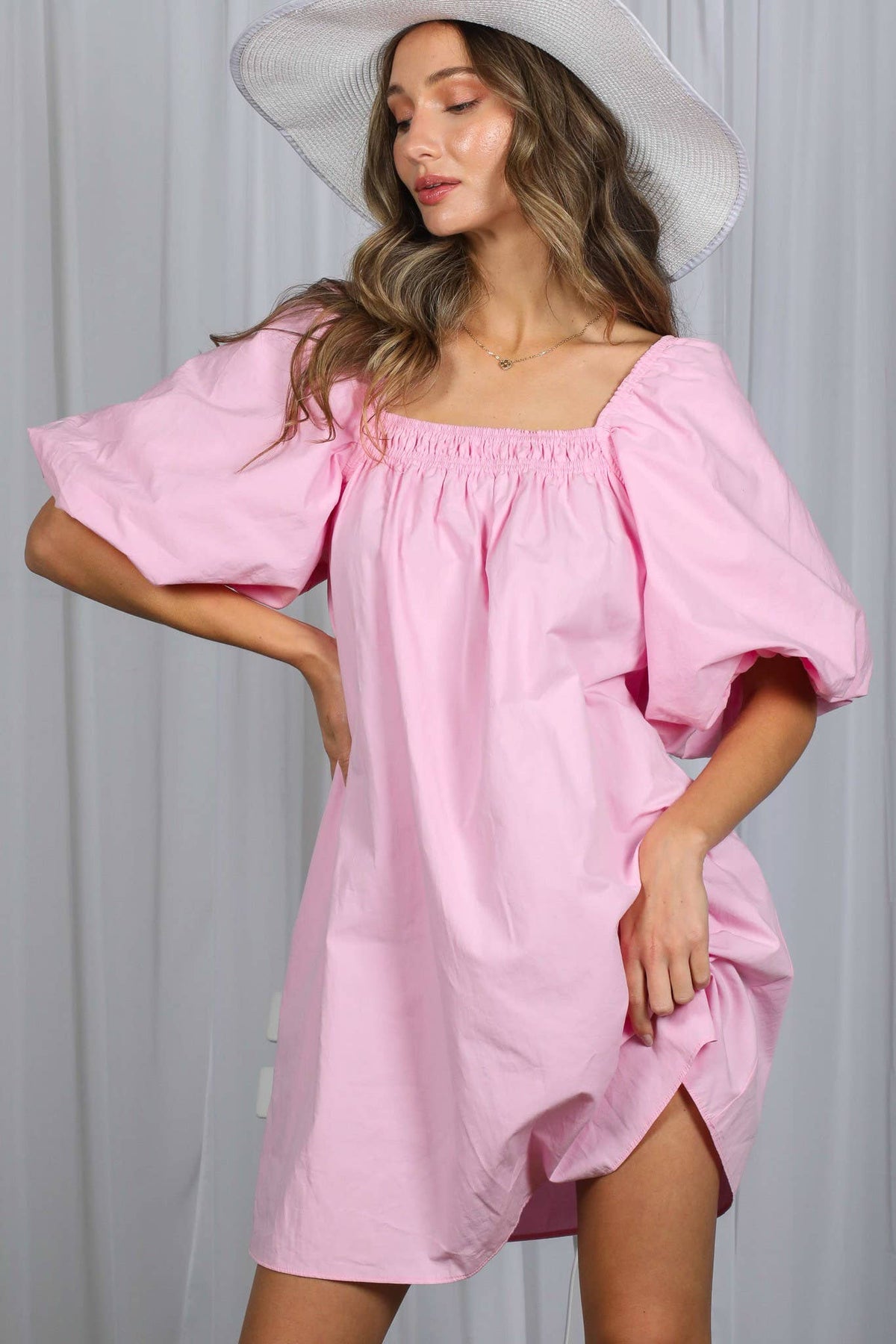 Casual Square Neck Dress Red