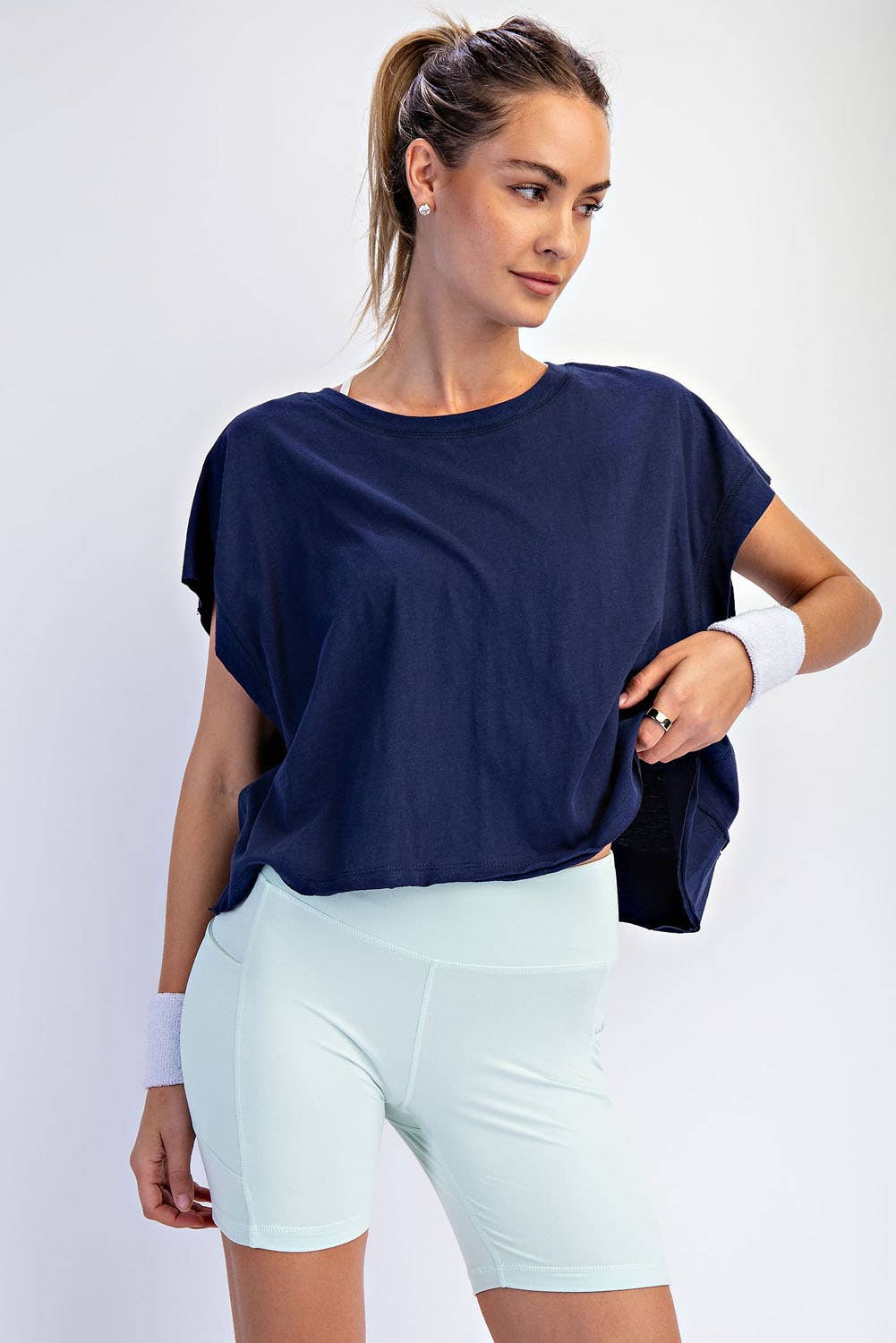 COTTON SLUB OPEN BACK TOP: Kelly Green