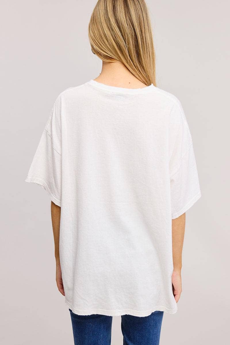Vintage Leopard Star Graphic S/S Oversized Seamless Tee: PEACH