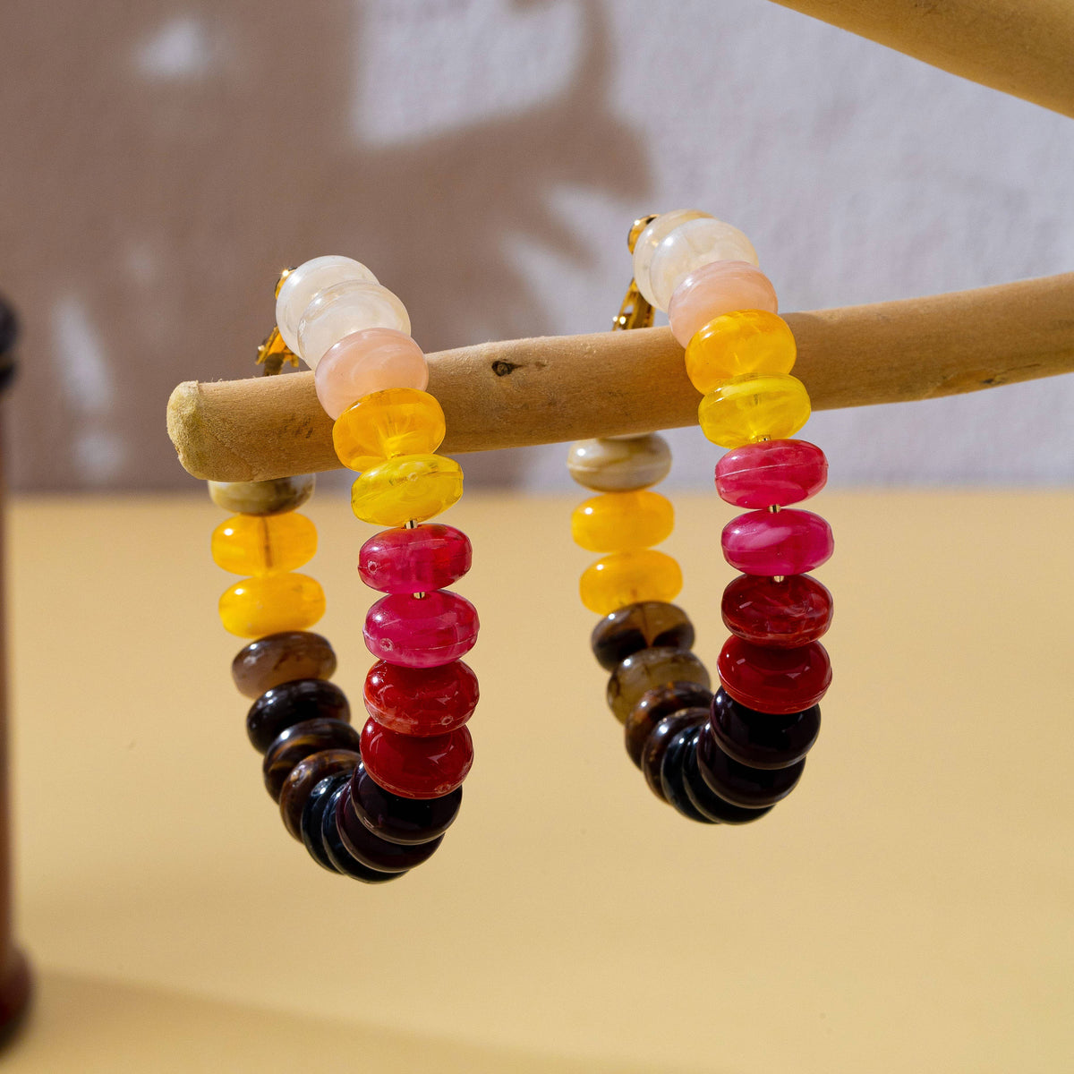Multi Color Beaded Hoop Earrings