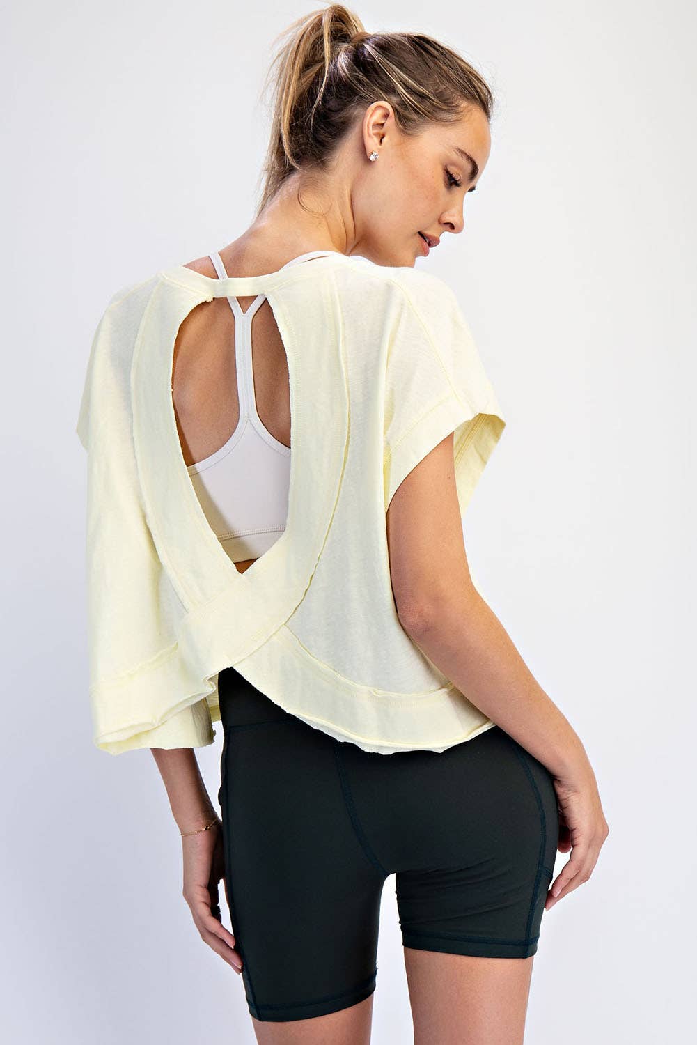 COTTON SLUB OPEN BACK TOP: Kelly Green