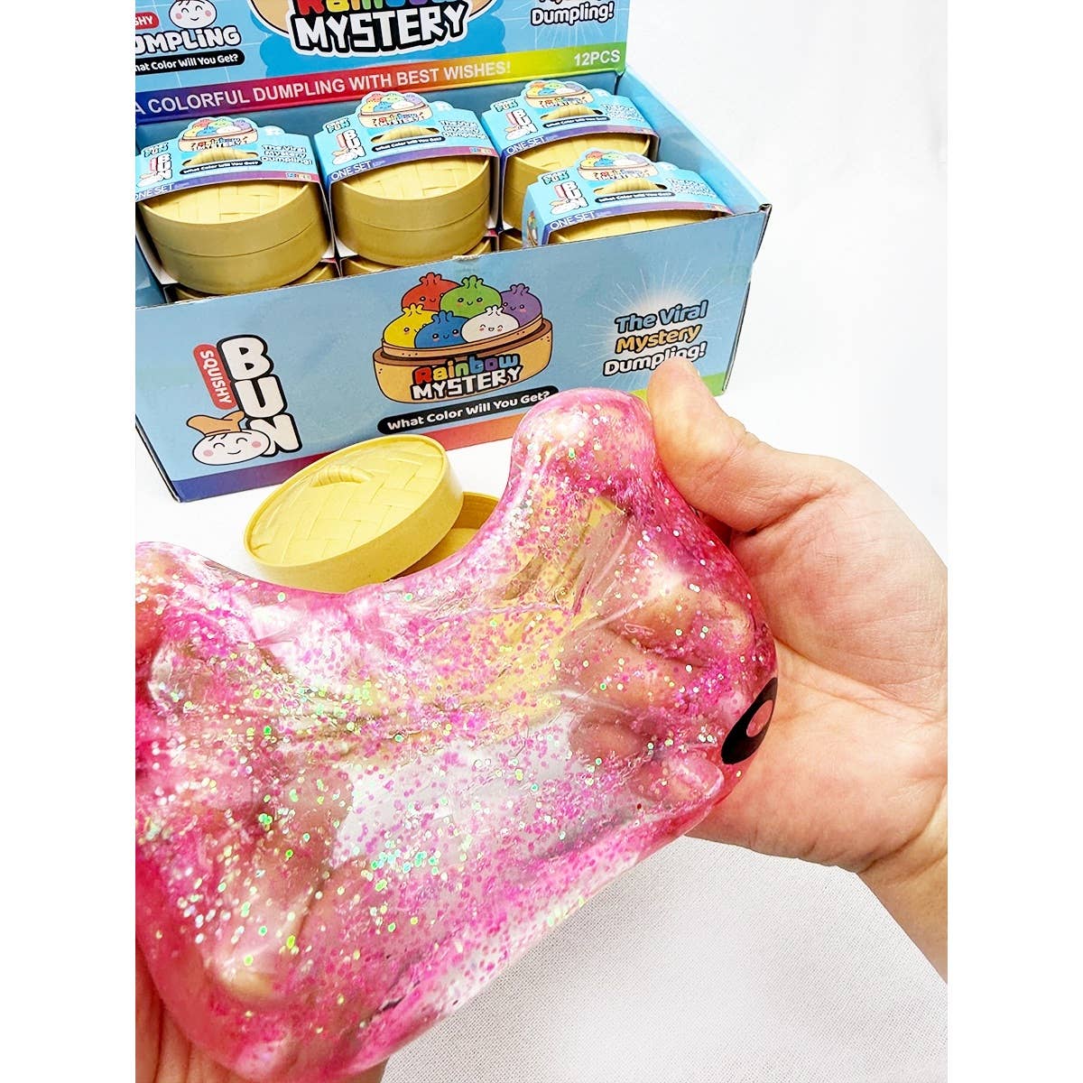 Glitter Maltose Mystery Dumpling Squishy with Steamer