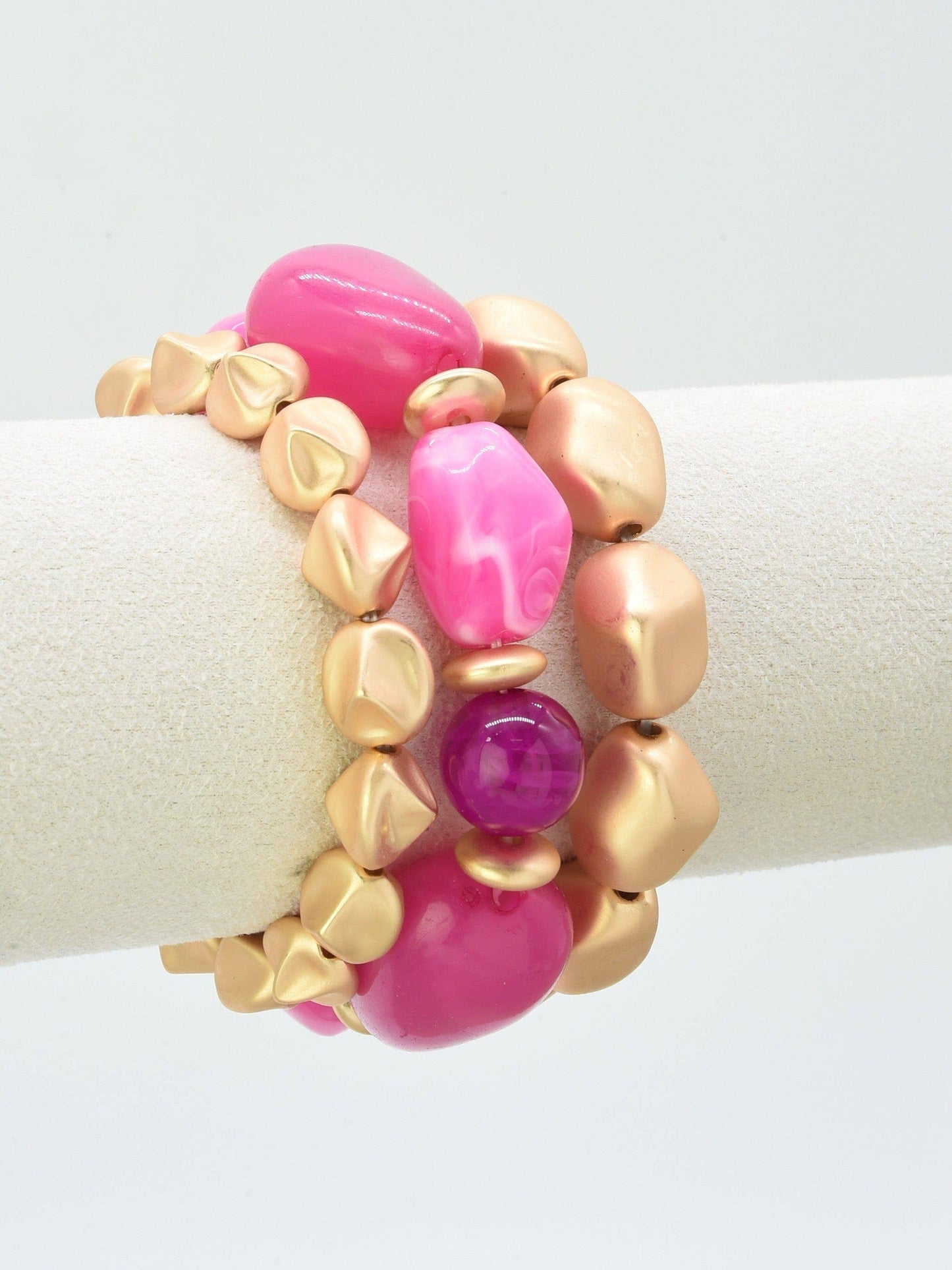 CB2333 Holly 3 Piece Stretch Bracelet Set: Magenta