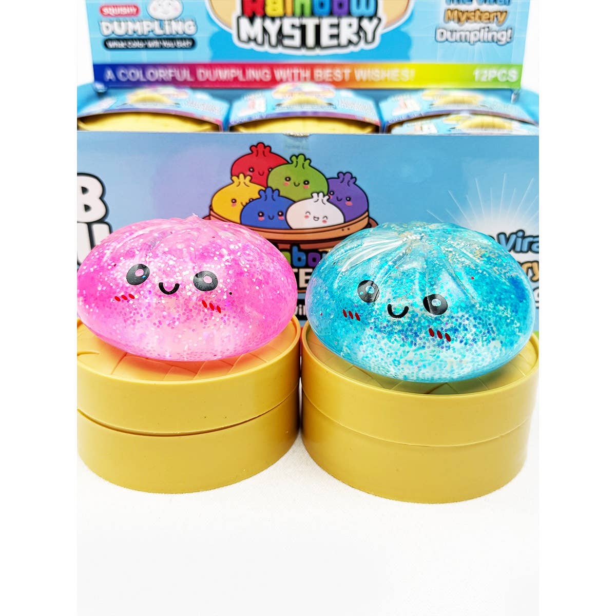 Glitter Maltose Mystery Dumpling Squishy with Steamer