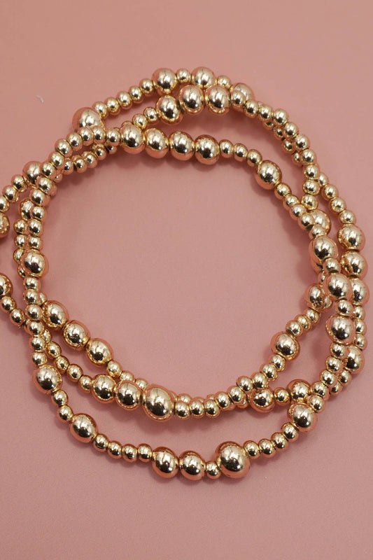 MULTI LAYER GOLD BALL CHAIN BEADED BRACELET | GOLD