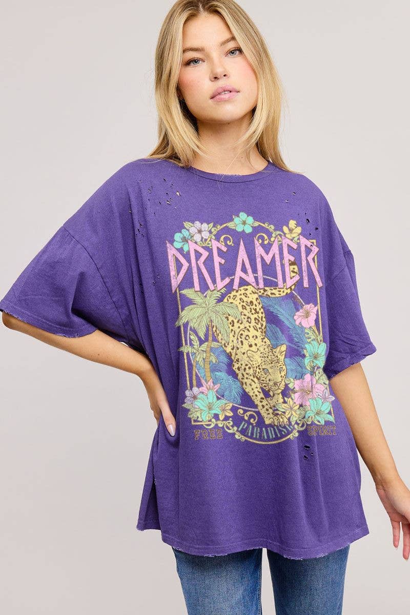 Dreamer Paradise Graphic S/S Oversized Seamless Tee-ZO: TEAL