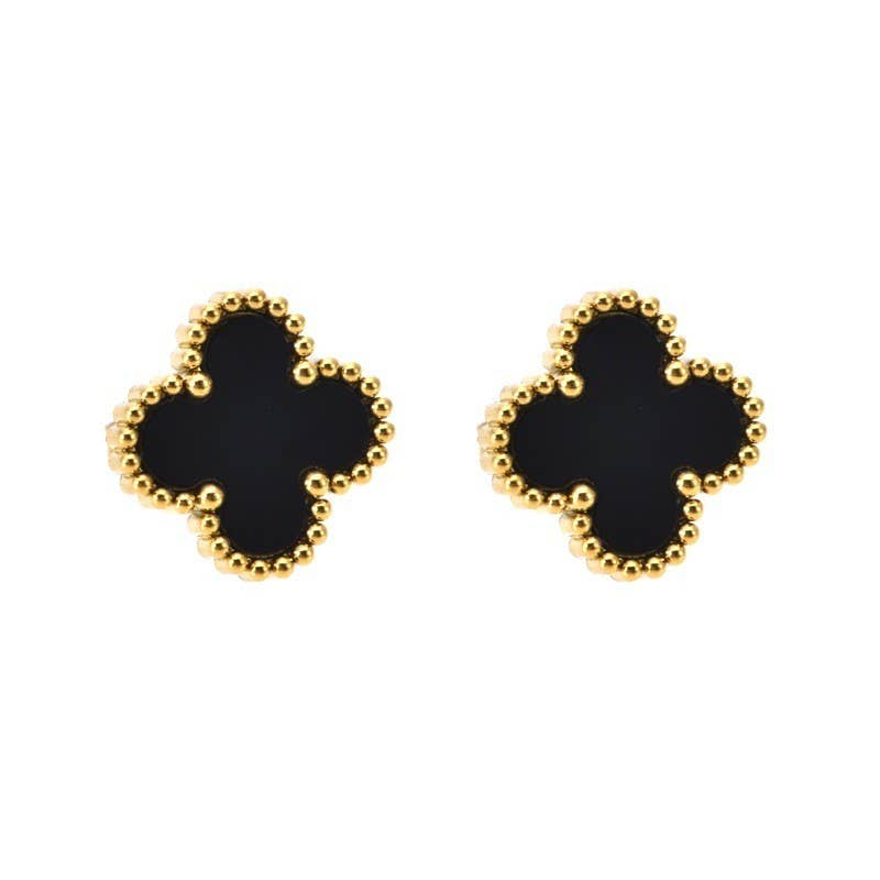 VINTAGE CLOVER  STUD EARRINGS | White
