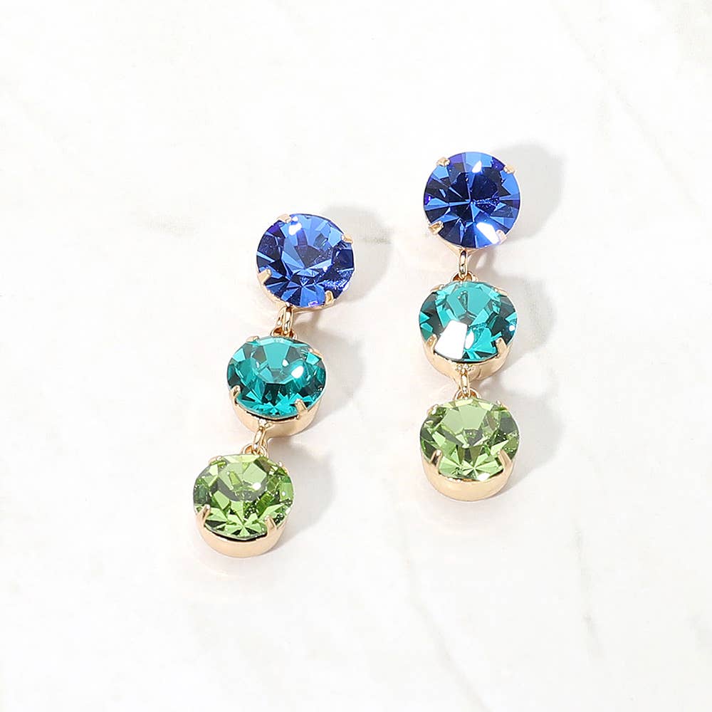 Gold Dipped Triple Swarovski Crystal Link Drop Earrings: Gold,Lt Col Topaz
