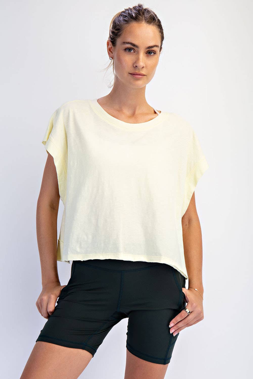 COTTON SLUB OPEN BACK TOP: Kelly Green