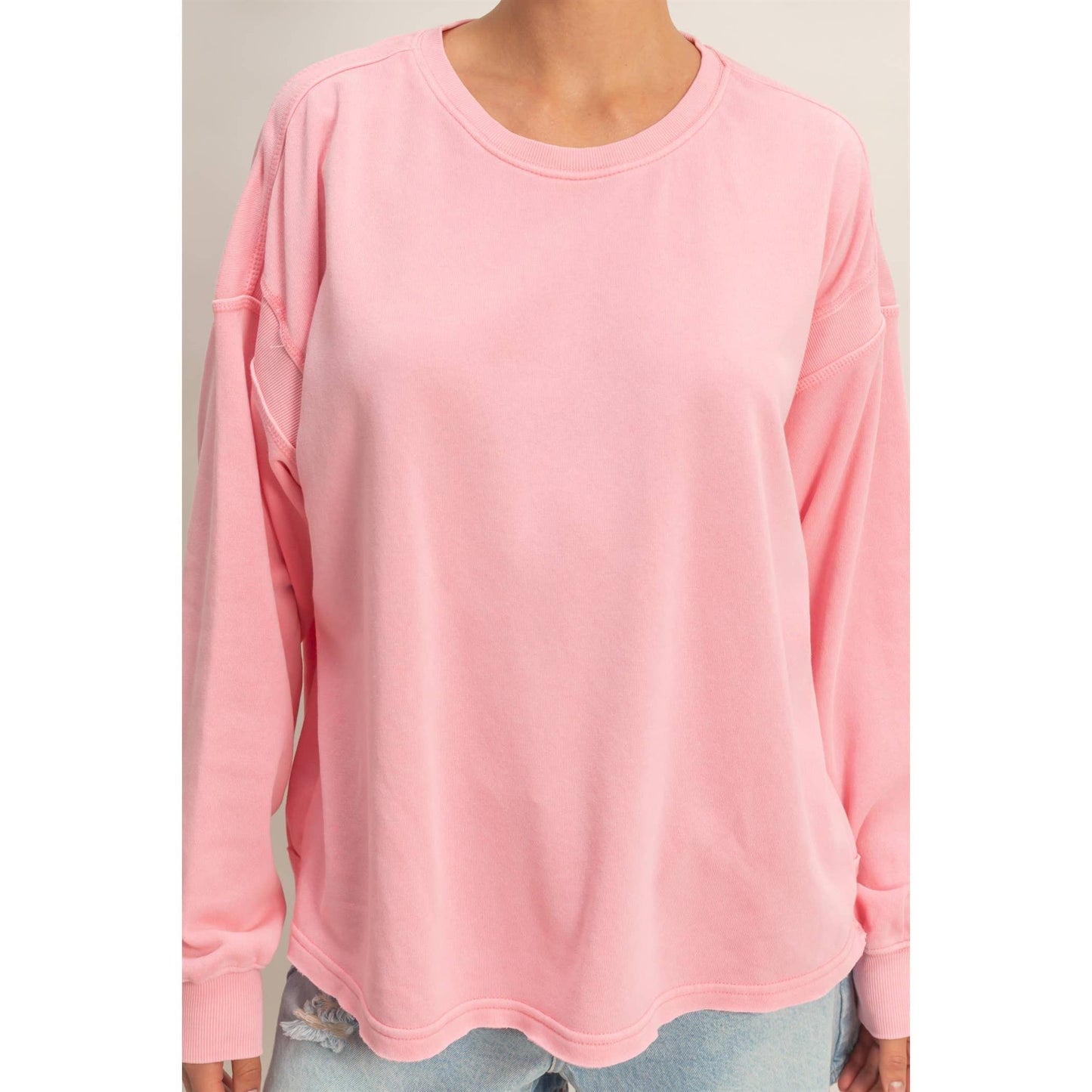 Oversized Cross Detail Open Back Sweatshirt: TURQUOISE