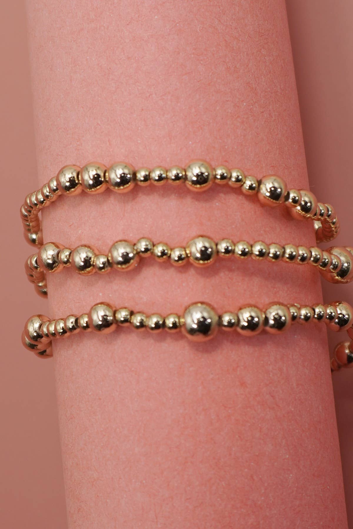 MULTI LAYER GOLD BALL CHAIN BEADED BRACELET | GOLD