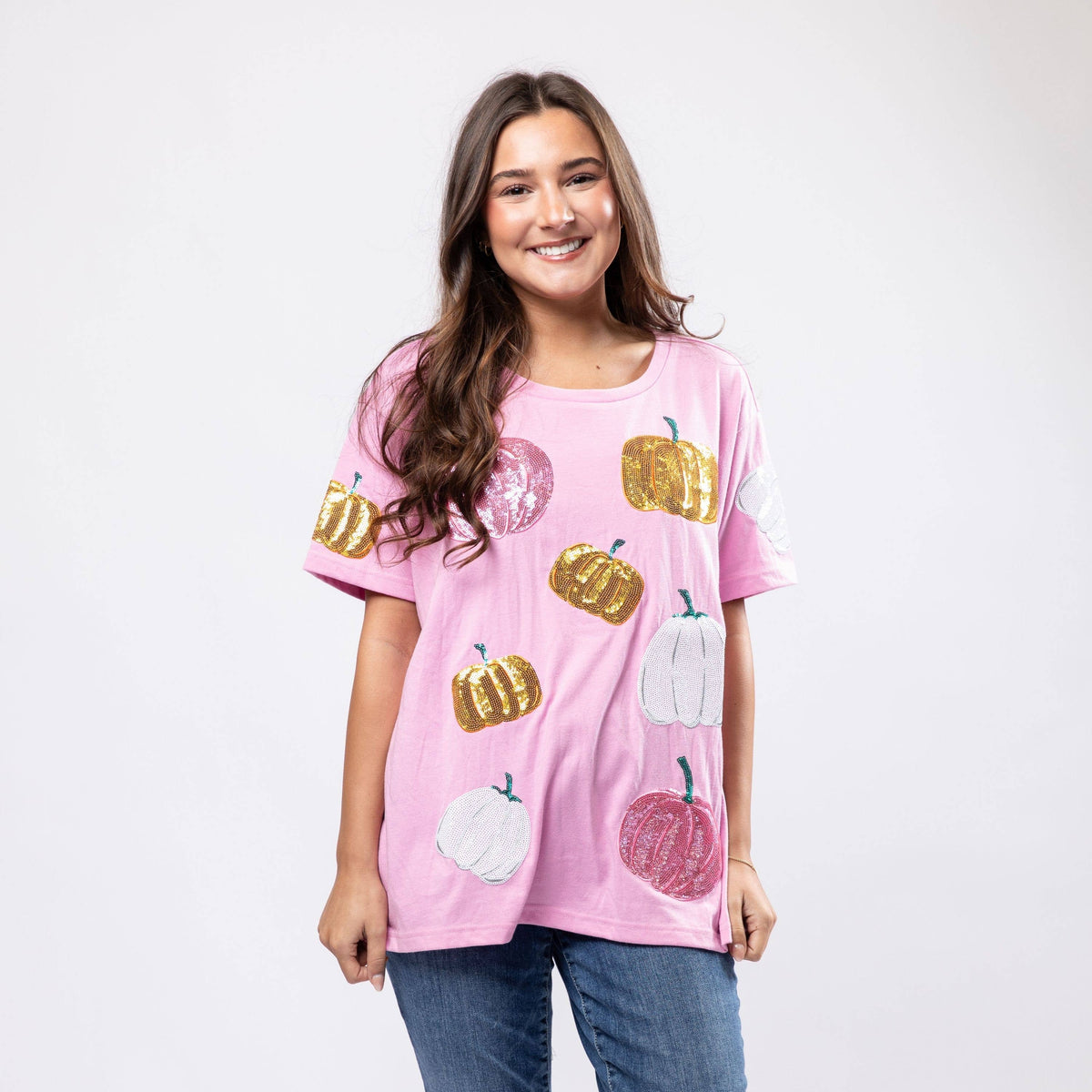 Pick of the Patch Pink Sequin Neck Tee