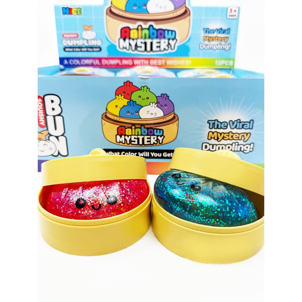 Glitter Maltose Mystery Dumpling Squishy with Steamer