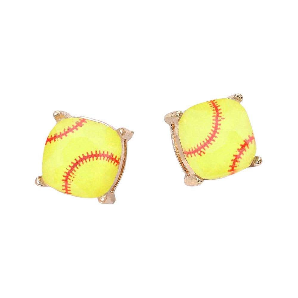 Sports Soccer Baseball Golf Football Square Stud Earring
: Golf