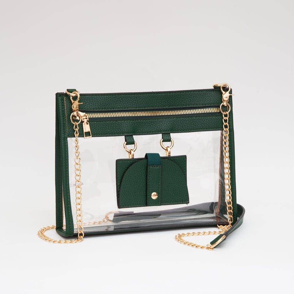 Clear Gameday Crossbody Bag With Sunglasses Holder: Black