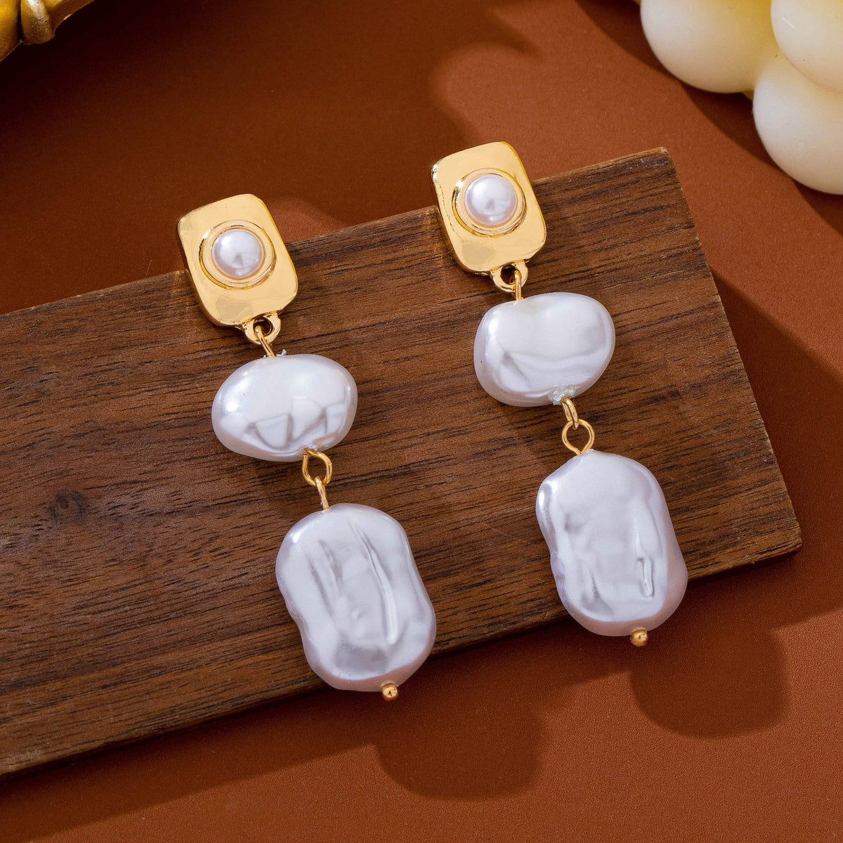 Baroque Pearl Textured Drop Earrings