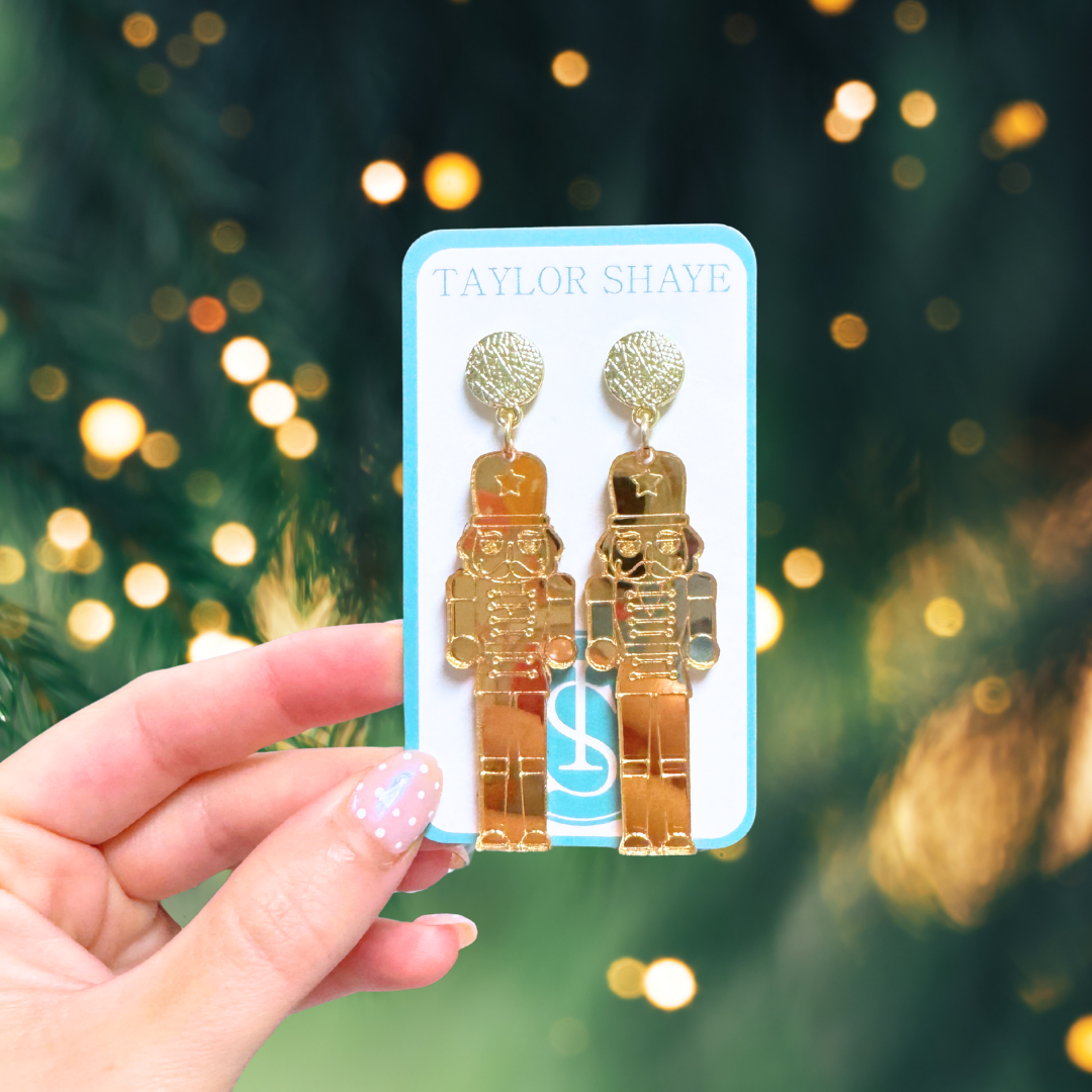 Acrylic Mirror Nutcracker: Gold