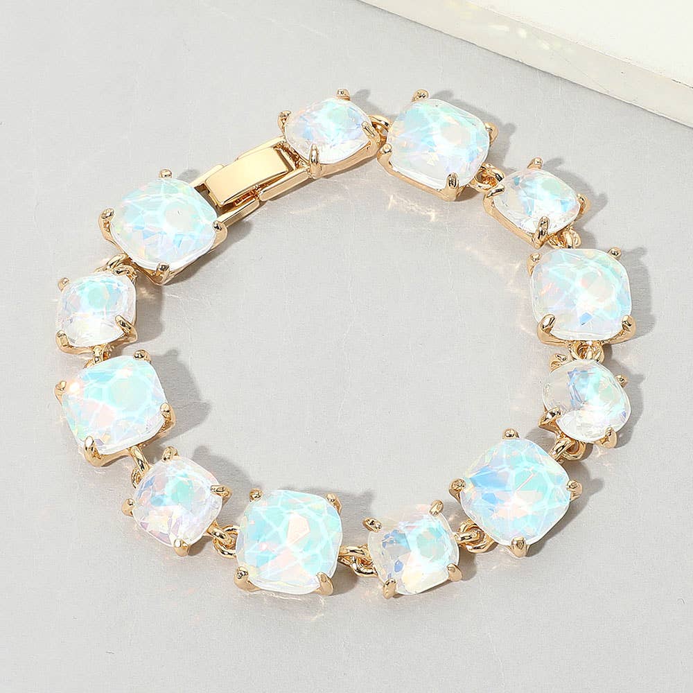 Cushion Square Stone Link Evening Bracelet: PWT