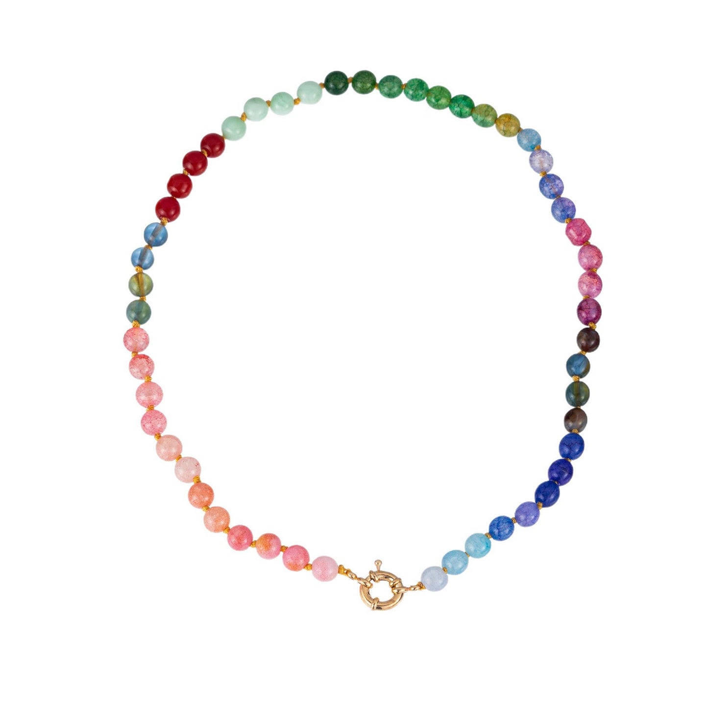 Natural Stone Semi-Precious Glass Mixed Necklace A