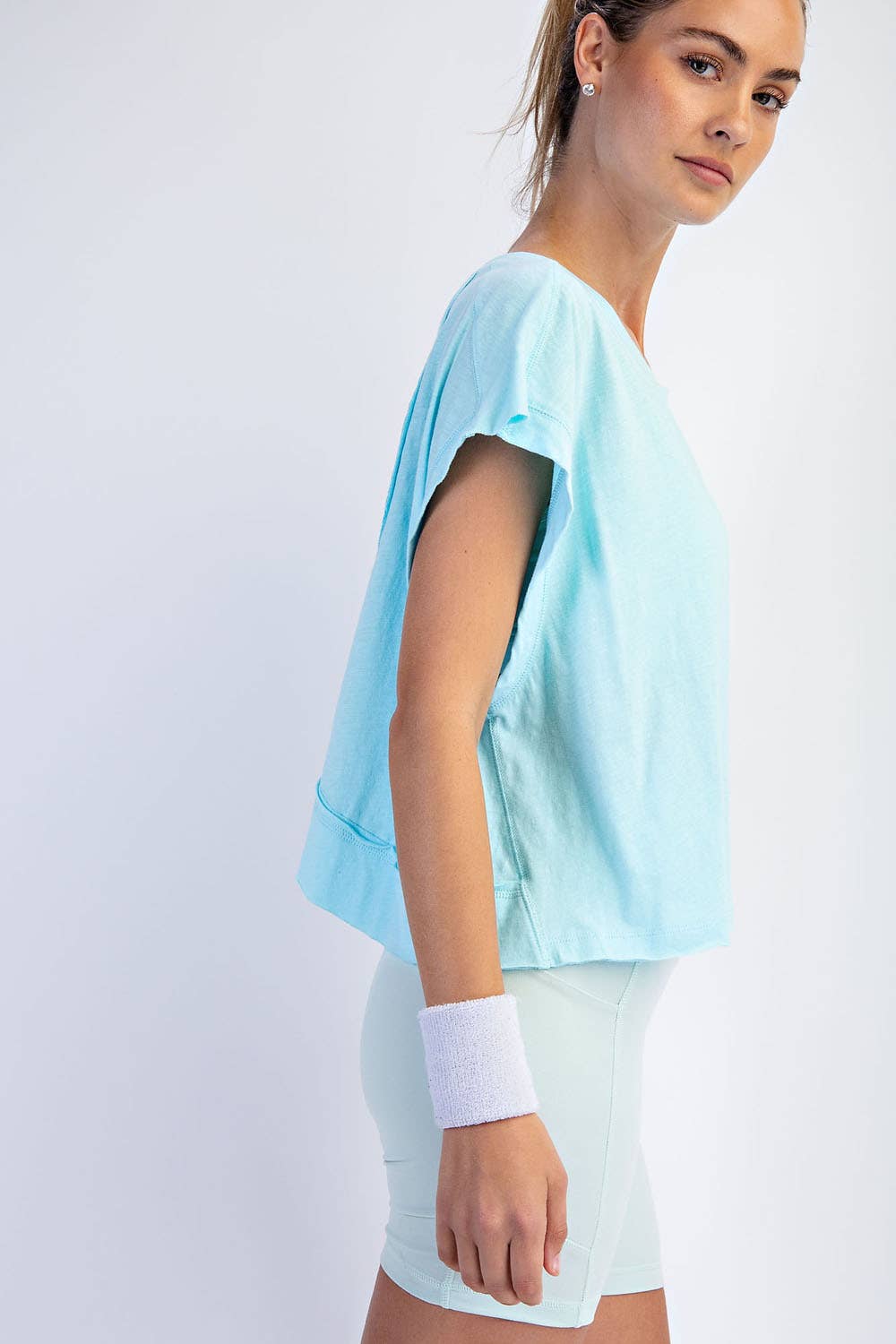 COTTON SLUB OPEN BACK TOP: Kelly Green