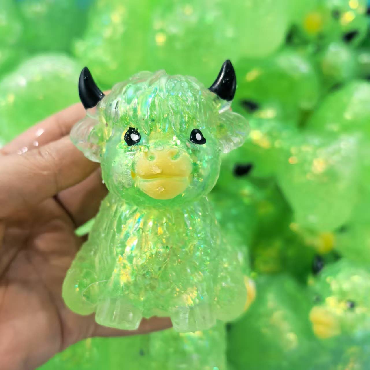 Cute Highland cow squishy Green