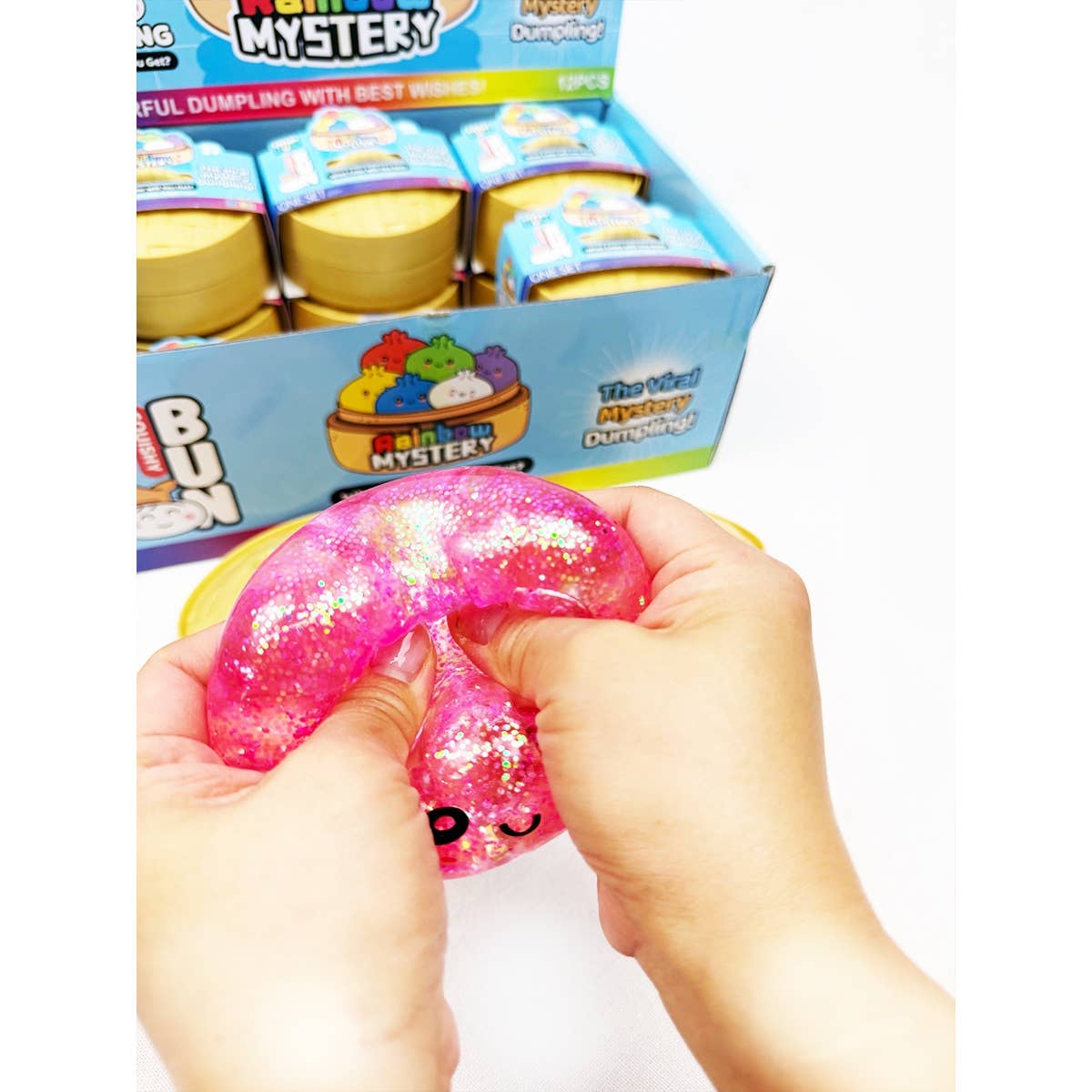 Glitter Maltose Mystery Dumpling Squishy with Steamer
