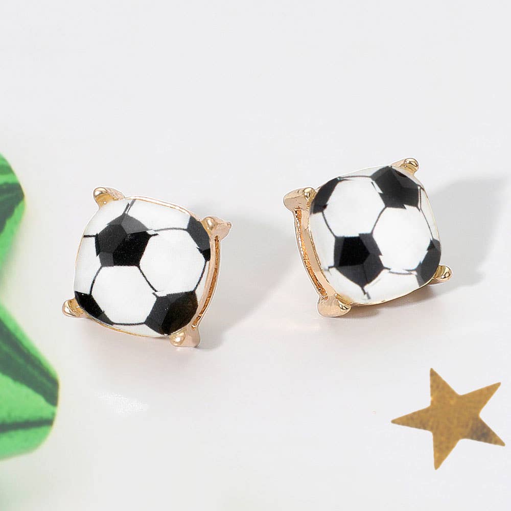 Sports Soccer Baseball Golf Football Square Stud Earring
: Baseball