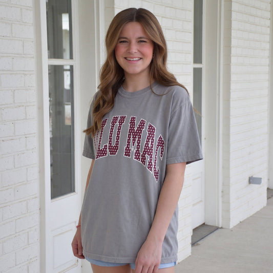 LM-Maroon/White Polka Dot Granite Comfort Colors Tee
