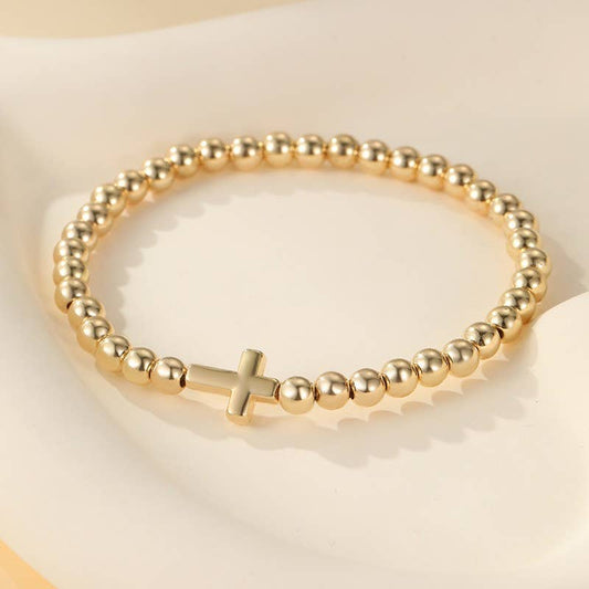 CROSS BALL CHAIN BRACELET Gold