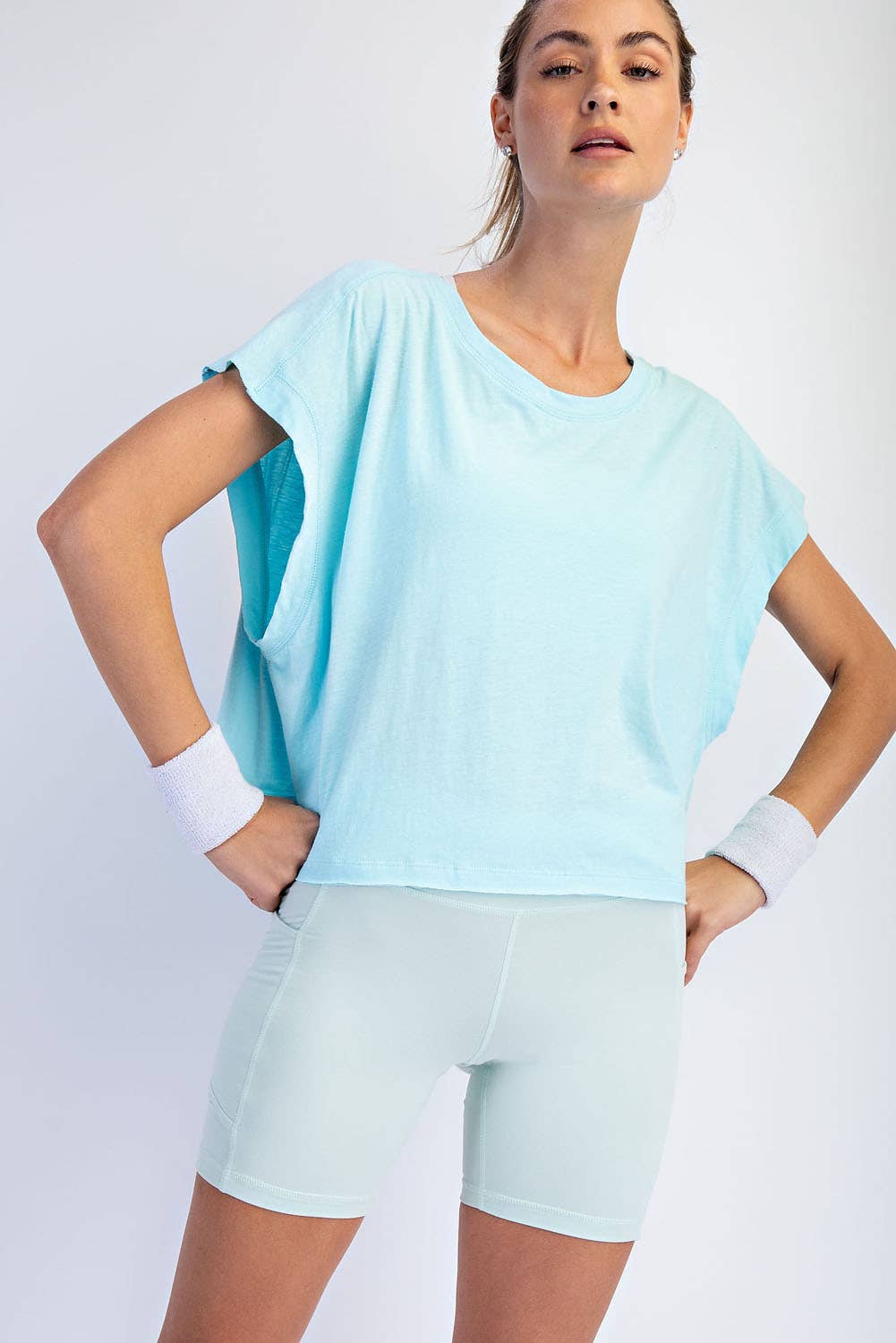 COTTON SLUB OPEN BACK TOP: Kelly Green