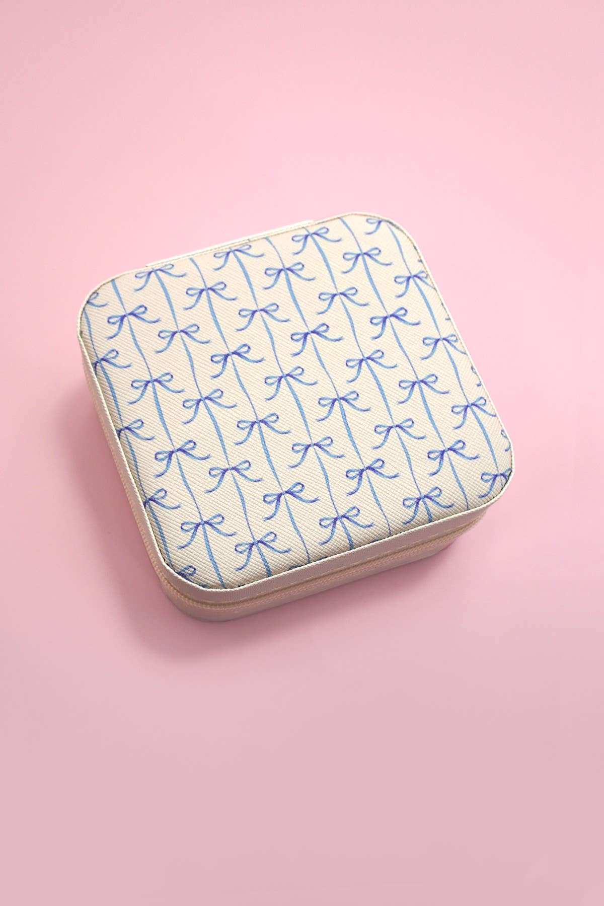 DESIGNED JEWELRY ORGANIZER TRAVEL BOX CASE |BOW LT PINK