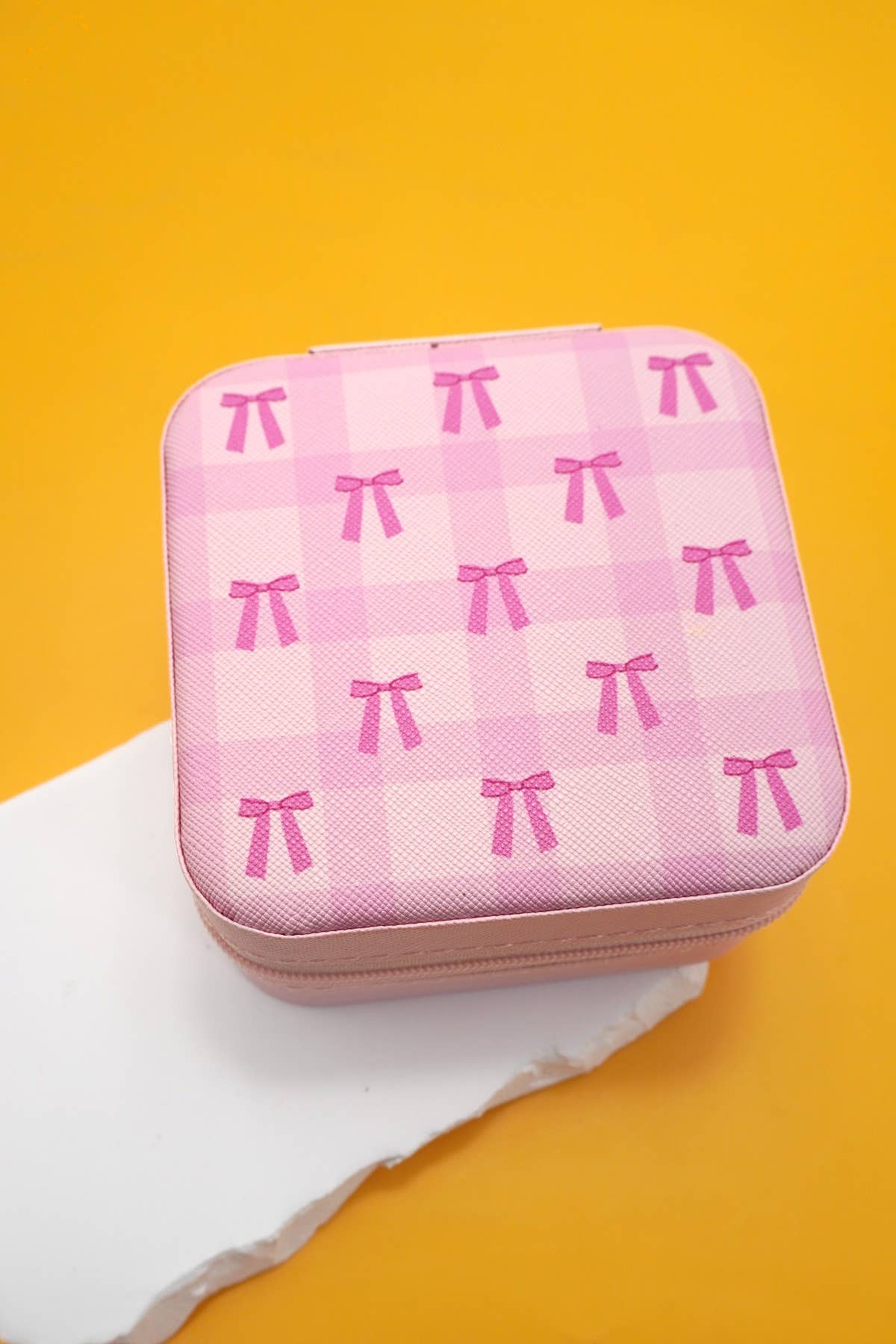 DESIGNED JEWELRY ORGANIZER TRAVEL BOX CASE |BOW FUCHSIA