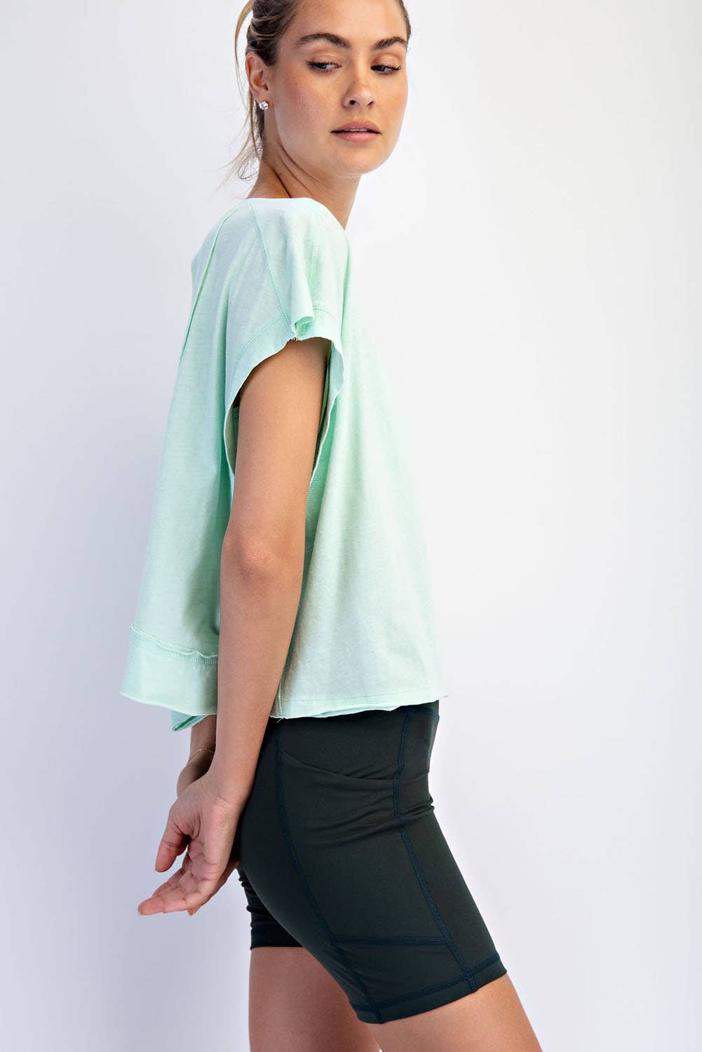 COTTON SLUB OPEN BACK TOP: Kelly Green