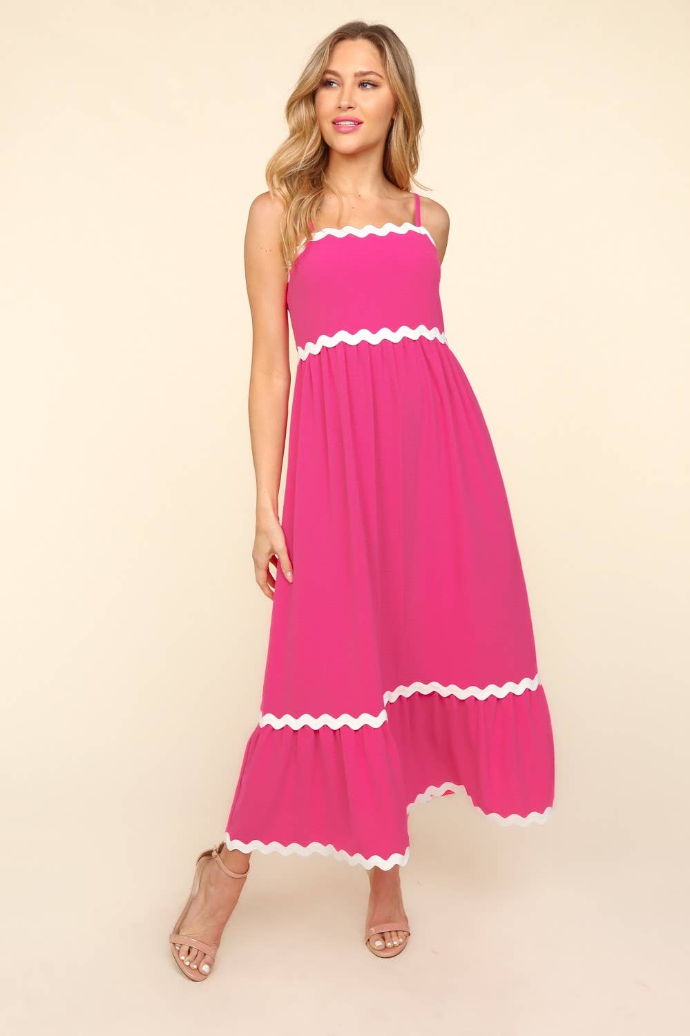 Square Neck Strap Adjust Fit and Flare Maxi :Light Blue