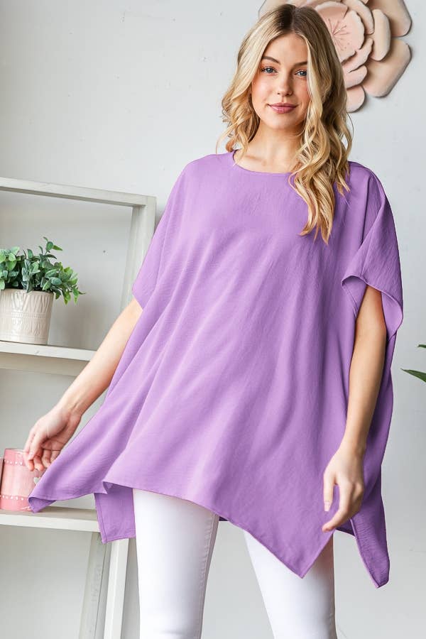 SHORT SLEEVE SOLID LOOSE FIT TOP: HUNTER GREEN