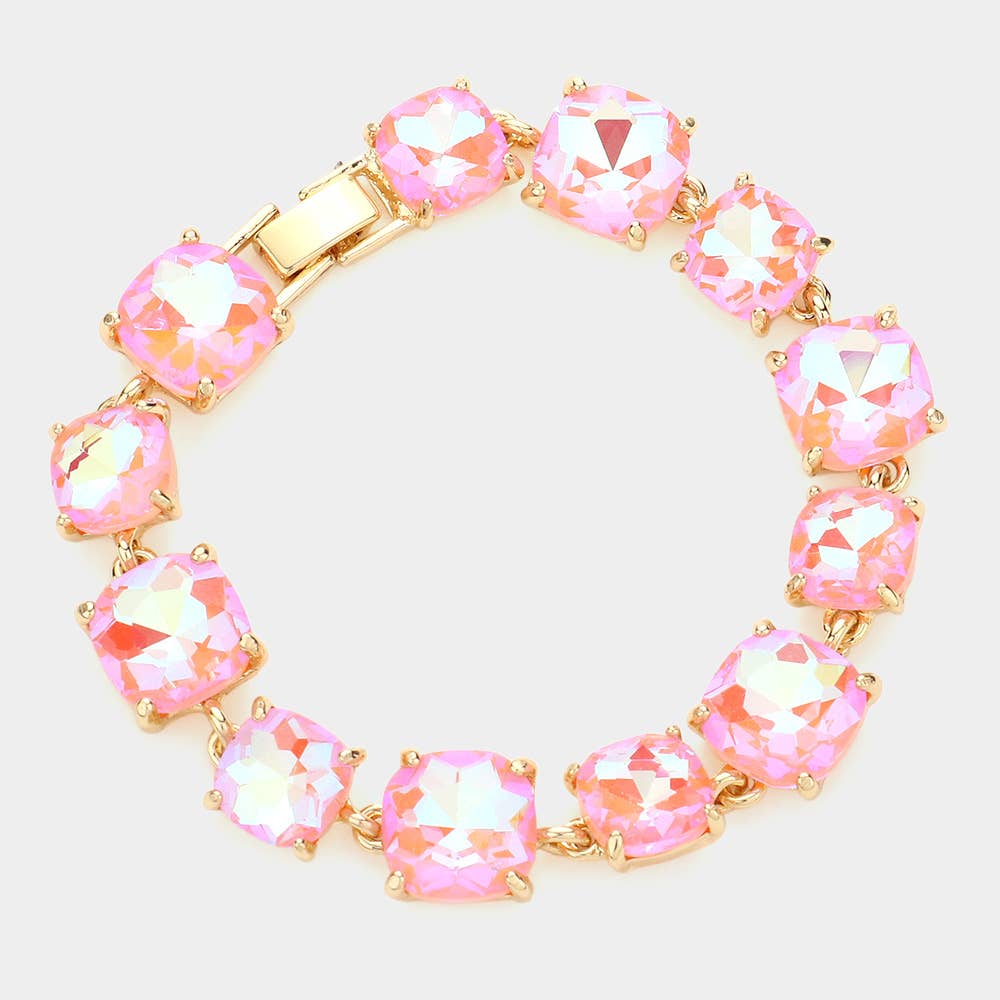 Cushion Square Stone Link Evening Bracelet: PWT