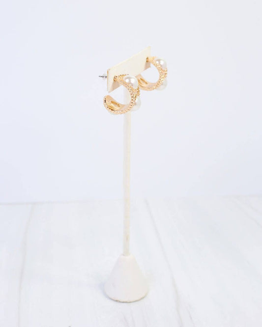 Huntington Pearl Hoop Earring Gold: Default