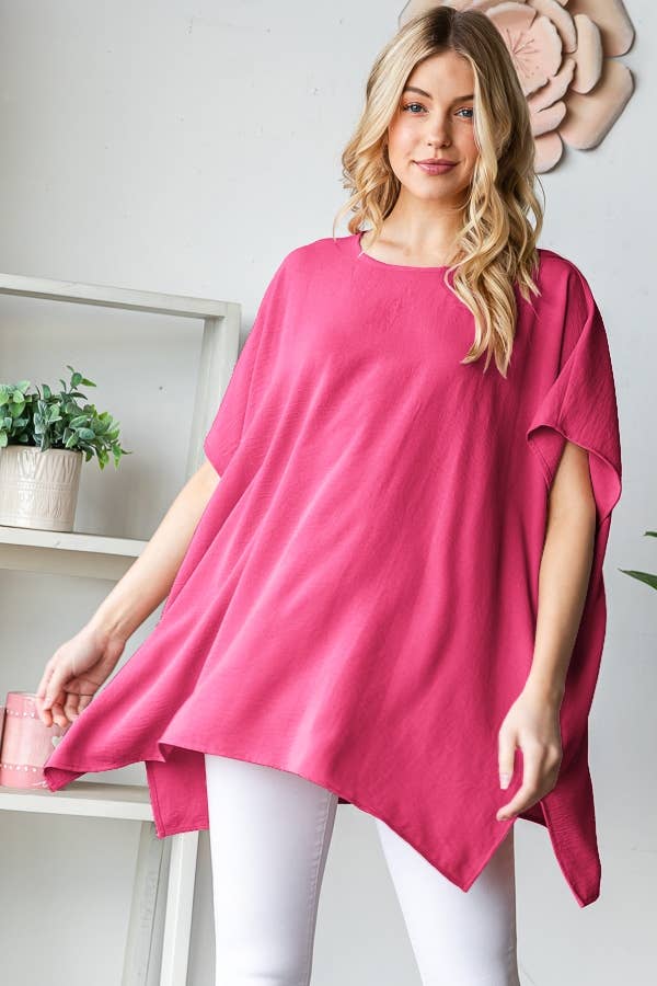 SHORT SLEEVE SOLID LOOSE FIT TOP: HUNTER GREEN