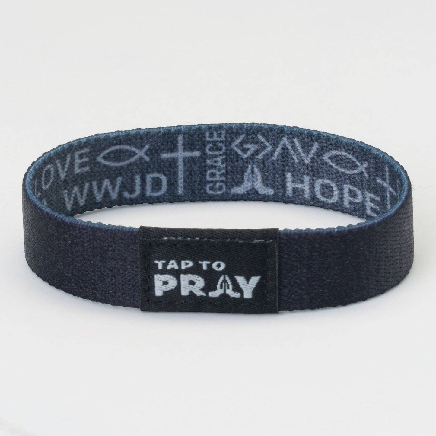 Tap To Pray® Wristband – Symbols of Faith - Grey: Large