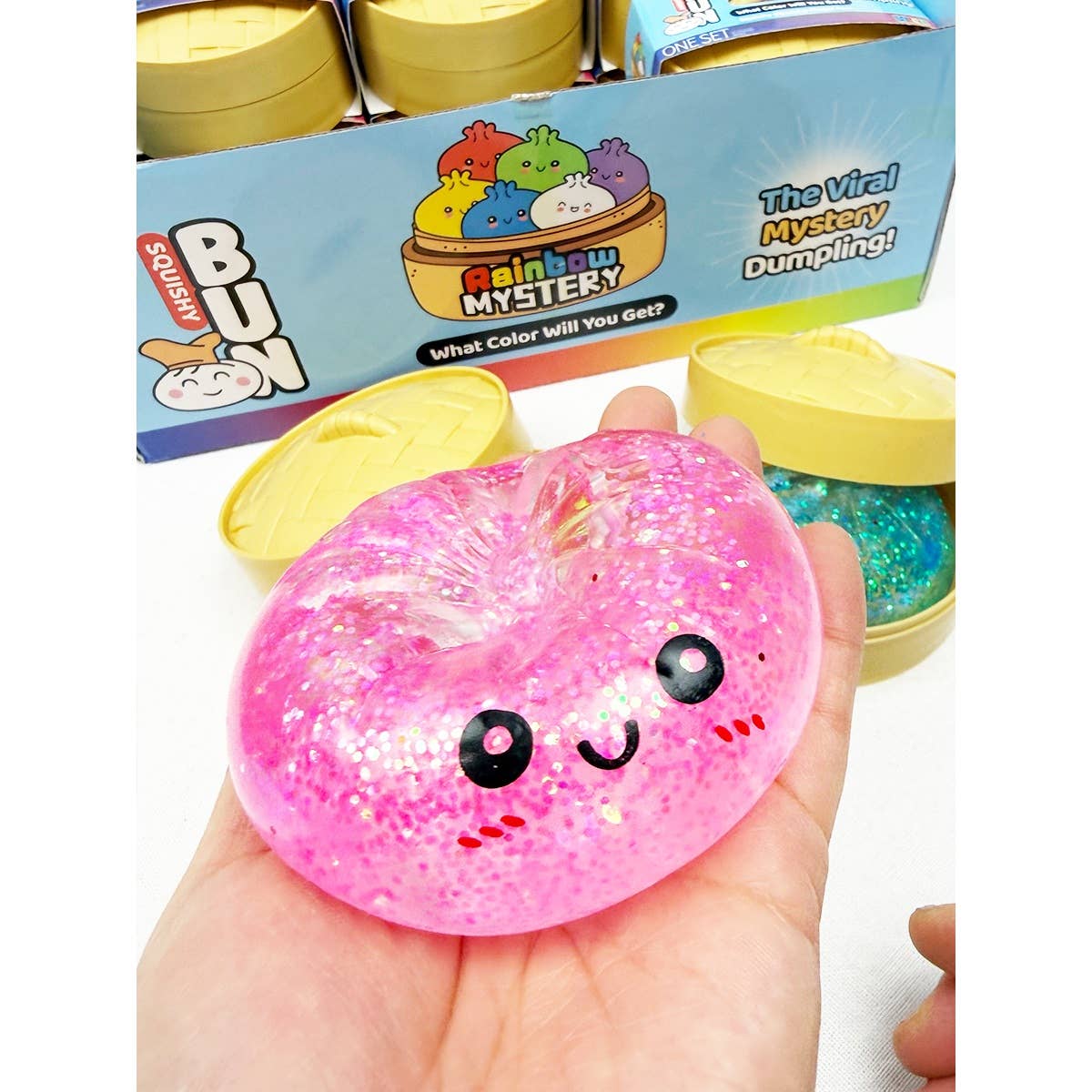 Glitter Maltose Mystery Dumpling Squishy with Steamer