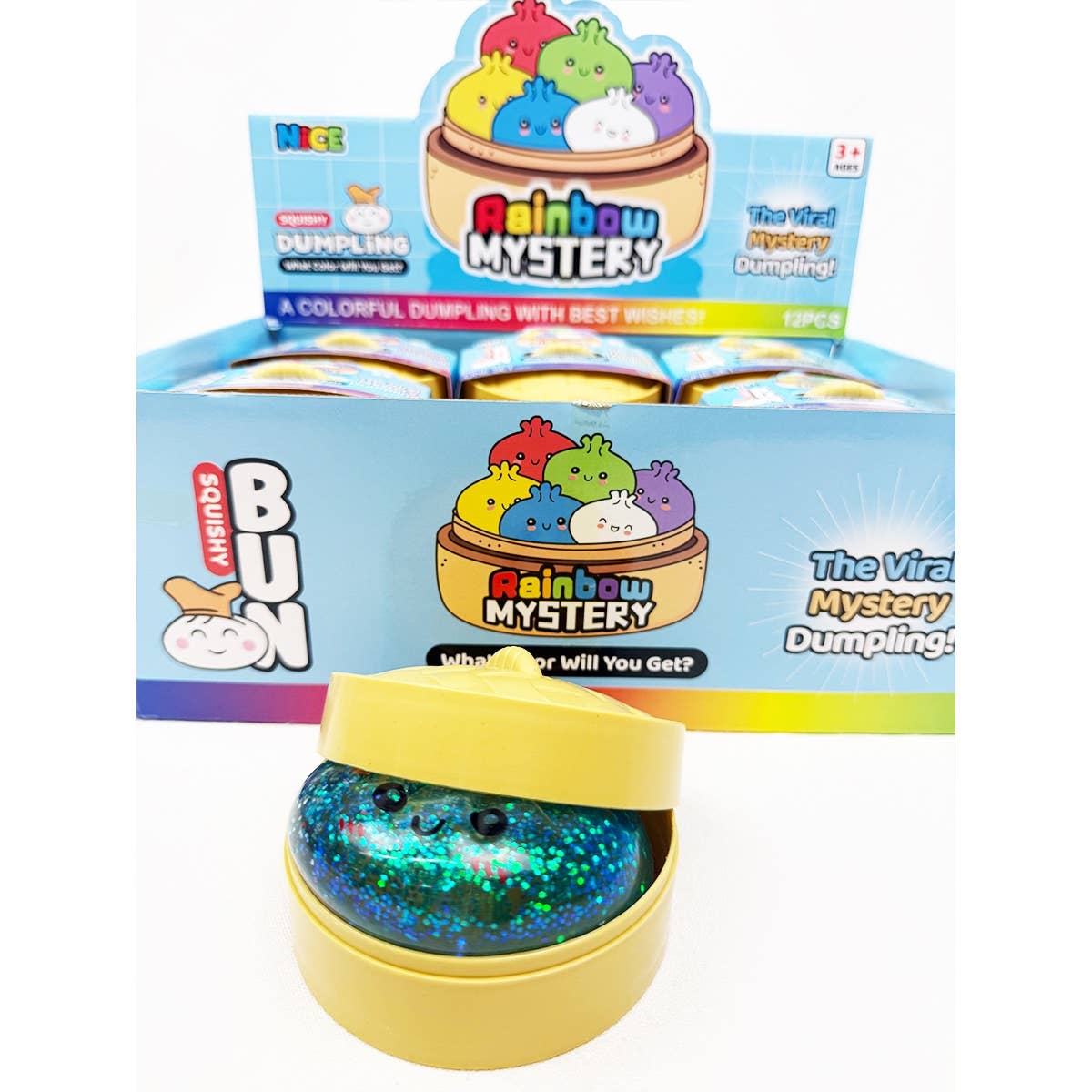 Glitter Maltose Mystery Dumpling Squishy with Steamer